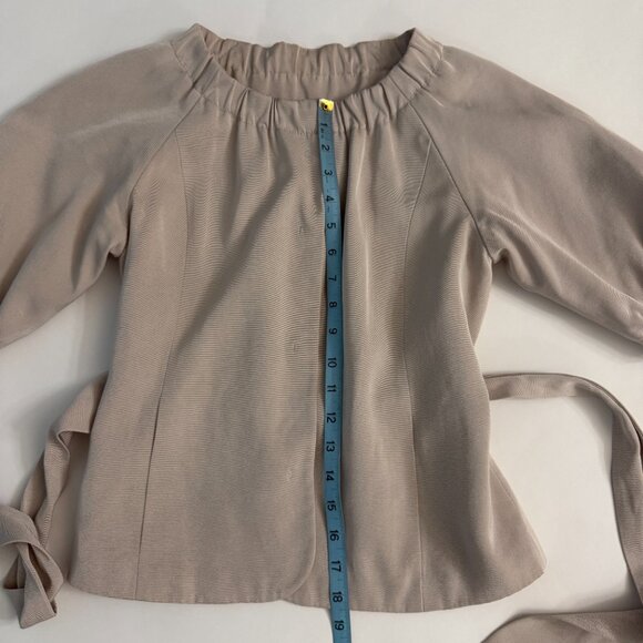 Banana Republic Stretch Blazer Suit Jacket Beige Belt Waist Tie Pockets Size 2 - Picture 7 of 12